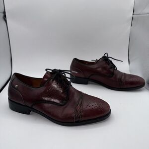 Pikolinos 9 US/39 Derby‎ Oxford Leather Butterfly Toe Shimmer Red Brown Spain